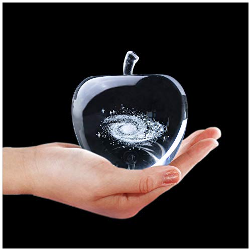 H&D HYALINE & DORA Cristal de galaxia transparente, pisapapeles de cristal de manzana, decoración de mesa