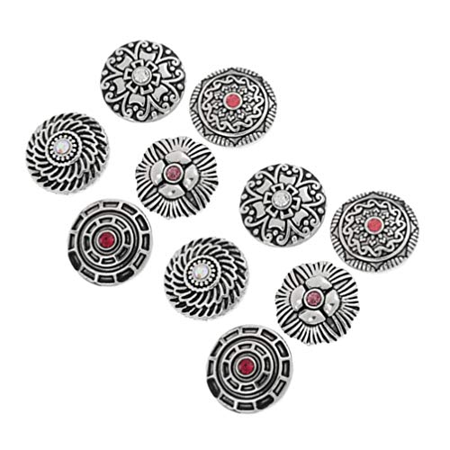 Healifty 10 Piezas Botones Vintage Redondos Decorativos Antiguos Plateados Grabados Retro de aleación de Diamantes de imitación Botones para Coser artesanía