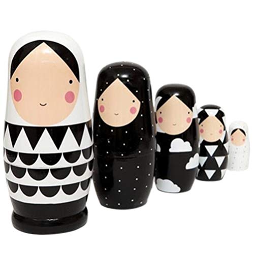 Healifty Muñecas rusas para niños, nido, color blanco y negro, bonitas matrioska, para juguetes, regalo, decoración