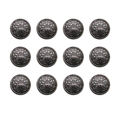 Heallily 30 botones de metal para abrigos redondos y planos, botones vintage para chaqueta, botones para manualidades, costura negro, 18 mm