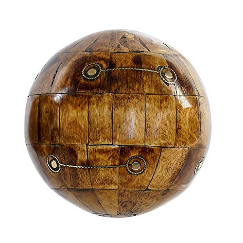 Hogar y Mas Bola Decorativa de Hueso, Estilo Colonial, Bola Decoración para Mesa o Bandeja 10x10 cm - B