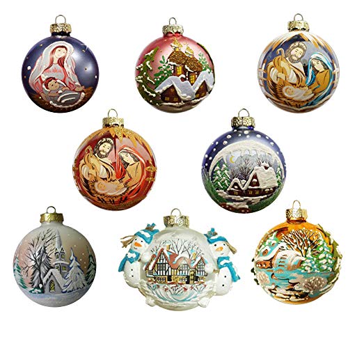 Idea Mobile Bolas Navidad pintadas A Mano Paquete de 8 Bolas de Navidad como Decoraciones navideñas árbol de Navidad