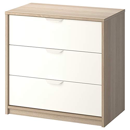 IKEA 503.185.72 Askvoll - Cómoda con 3 cajones, Color Blanco y Roble teñido, Color Blanco