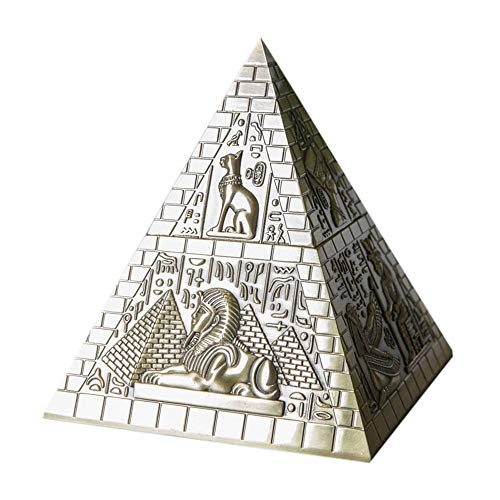 Joyero de Estilo Antiguo Productos artesanales de metal Adornos Europea Pirámide conjunto de joyería de la caja de estilo egipcio Joyas de Abalorios Adornado ( Color : Bronze , Size : 9.8X9.8X10.5CM )
