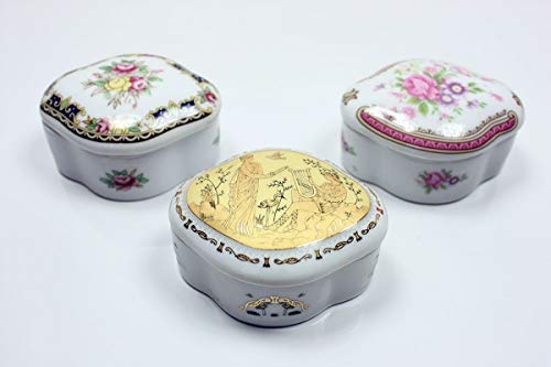Joyero Porcelana Decorados en su cajita, 3 modelos, 1 a elegir, 7 cms X 5,5 cms X 4 cms