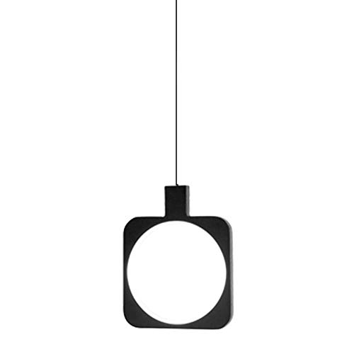 Lámpara colgante LED de 11 W, color negro, metal, diseño rectangular, 3000 K, luz cálida, moderna, para comedor, altura regulable, para salón, dormitorio, mesa de comedor, mostrador, 19 x 24 cm