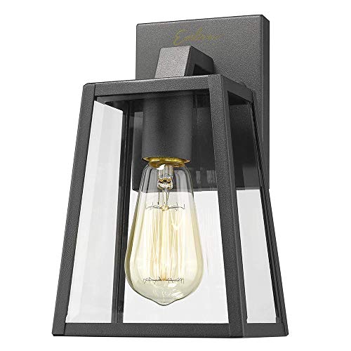 Lámpara de pared para iluminación exterior lámpara de luz única para exteriores lámpara de acabado negro con cristal de biselado transparente lámpara de pared para exteriores