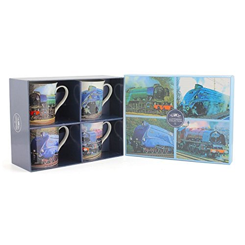 Lesser & Pavey - Juego de 4 tazas de tren surtido, porcelana fina, multicolor, 12 x 8 x 9 cm