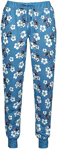 Lilo & Stitch Hawaii Mujer Pantalón de Pijama Multicolor M, 100% algodón, Rippbündchen, Schnürung