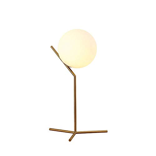 LYDIANZI Globo de lámpara de mesa, de mediados de siglo de oro lámpara de escritorio, personalidad creativa pantalla de cristal Hierro Base de la lámpara de dormitorio, sala de estar, habitación de lo