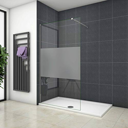 Mamparas ducha Panel Pantalla Fija vidrio esmerilado 8mm - Barra 70-120cm - 80x200cm
