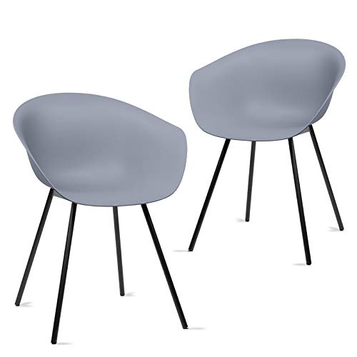 Mc Haus MERAKI - Pack 2 sillas comedor modernas para cocina y salon sillon nordico salon diseño dormitorio escritorio color gris 52x57x76cm