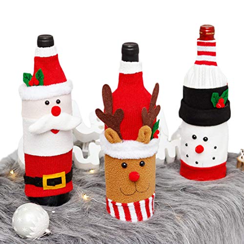Mikelabo 6 Pack Christmas Wine Bottle Cover Santa Claus Elk Snowman Holiday Red Wine Bottle Cover Bolsa Navidad Adornos de Navidad Decoración