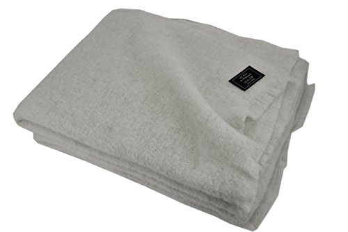 Mohair - Manta ligera de lana pura para cama de matrimonio y individual – Cálida y natural – gris, de matrimonio