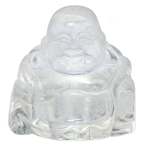 mookaitedecor Figura de cristal de roca de Buda de la suerte, adorno de cristal, estatua tallada, figura de piedra de bolsillo, decoración de casa, 3,8 cm