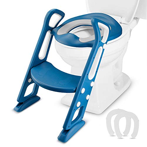 Mture Adaptador WC Niños con Escalera, Ajustable con Pasos, Asiento de Inodoro de WC Antideslizante, para 1-7 niños