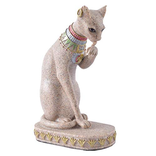 N\C Estatua de gato egipcio Mau hecho a mano con piedra arenisca Feng Shui Vintage Figurita Artesanía Decoración del Hogar Adornos
