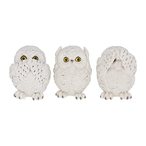 Nemesis Now Owls 8cm Figurine Three Wise Búhos 8 cm-Figura Decorativa, Blanco, Talla única