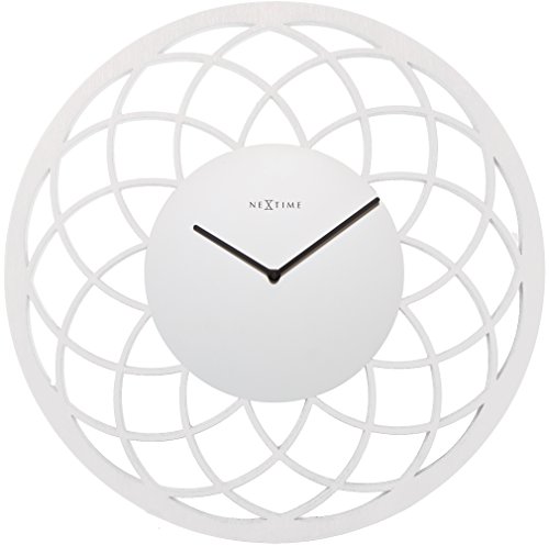 Nextime 3115WI Quartz Wall Clock Círculo Blanco - Reloj de Pared (AA, Blanco, Madera, 60 cm)