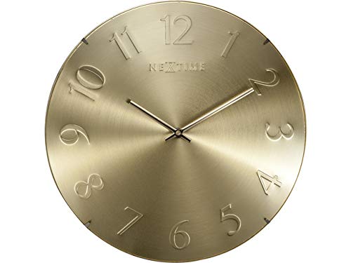 Nextime 3236GO Quartz Wall Clock Círculo Oro - Reloj de Pared (AA, 1,5 V, Oro, Vidrio, 20 mm, 35 cm)