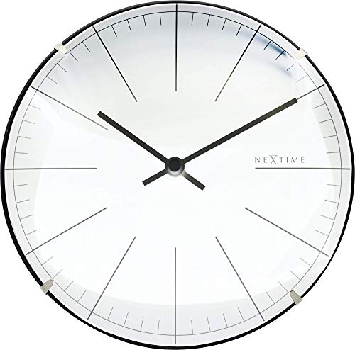 NeXtime Reloj de Pared de Mesa de 20 cm de diámetro en Forma de Cristal Blanco – 'Big Stripe Mini Dome, 19,5 x 0,04