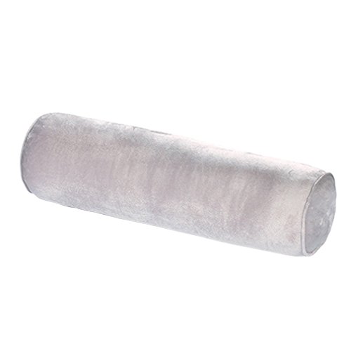 Nunubee Almohada cervical suave con funda de terciopelo lavable, color gris claro, 15 x 60 cm