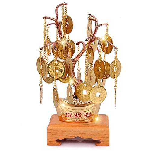 Ornamento de Escritorio Feng Shui chino Dinero de la moneda del árbol for la abundancia de la salud y financiero ganancias de equilibrio de Chakra regalo Lingotes Bonsai Estilo artesanías decoración