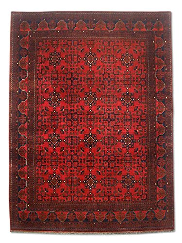 Pak Alfombra Persa Tradicional afgana Hecha a Mano Khal Mahom, Lana, Rojo, 210 x 279 cm, 6' 11" x 9' 2" (ft)