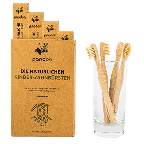 Pandoo, Cepillos de dientes de bambú para niños - 1 de 4 unidades - Total: 4 unidades