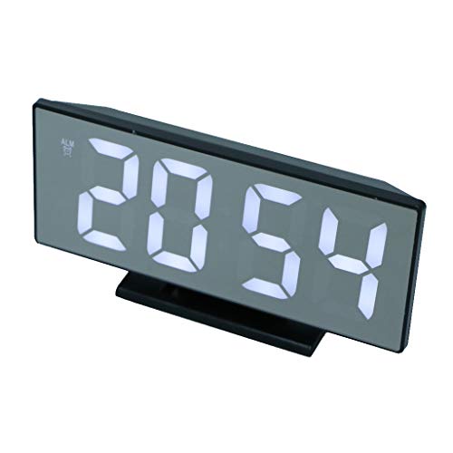 perfeclan Despertador Electrónico Digital Sobremesa Reloj de Esoejo LED con Cable de Proyección USB Adornos para Habitación Coche - A