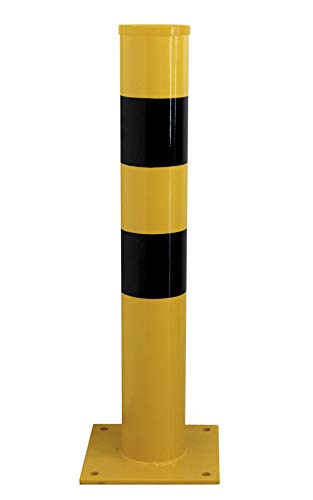 Pilona/Bolardo fijo Helmet amarilla y negra 120x810 mm con placa inferior (1- Pilona)