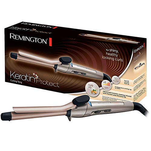 Remington Keratin Protect CI5318 – Rizador de pelo, Pinza de 19 mm, Cerámica Avanzada, Ketatina y Aceite de Almendras, Bronce