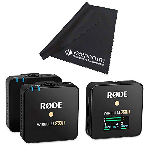 Rode Wireless GO II - Sistema de micrófono inalámbrico (2 canales, incluye gamuza de microfibra)