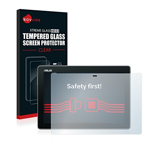savvies Cristal Templado Compatible con ASUS ZenPad 10 Z300M Protector Pantalla Vidrio Proteccion 9H Pelicula Anti-Huellas
