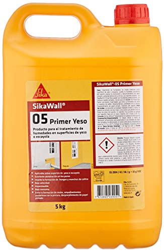SikaWall - 05 Yeso, Resina acrílica para humedades en interior, 5 Kg, Blanco