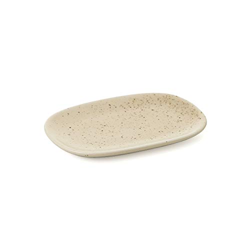 TATAY 6280000 - Colección Dune, Jabonera ovalada de cerámica color arena, 13 x 8.5 x 1.5 cm