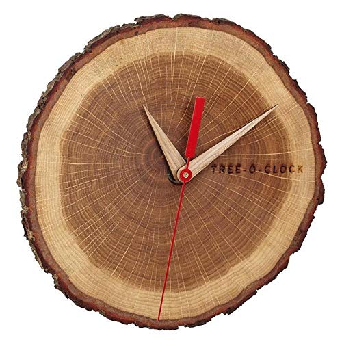 TFA Dostmann Tree-O-Clock 60.3046.08 - Reloj de Pared de Madera de Roble, Hecho a Mano en la UE, Acabado en Aceite, Color marrón, 242 x 42 x 234 mm