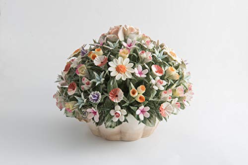 VA srl Capodimonte - Cesta de flores mixtas de campo de porcelana