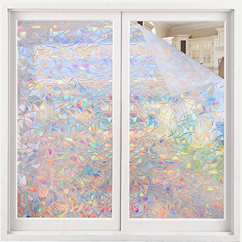 Volcanics - Vinilo adhesivo para ventana de ventana, diseño de arco iris, para ventana, para control de calor, para puerta de cristal, casa, antiUV, 43 x 78 pulgadas