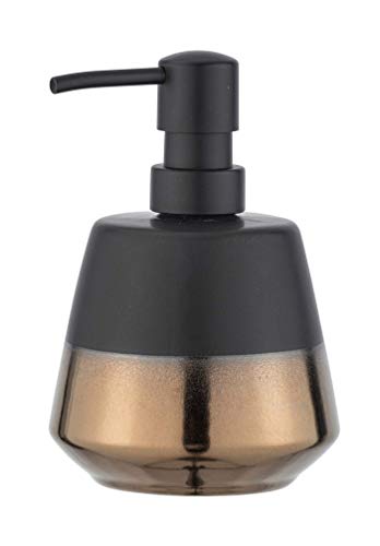 WENKO Dispensador de jabón Brandol - Dispensador de jabón líquido, dispensador de detergente Capacidad: 0.45 l, Cerámica, 9.8 x 14.1 x 9.8 cm, Negro