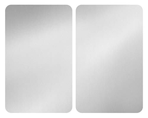 WENKO Placas cobertoras de vidrio universal plata, Cubierta de cocina, juego de 2 unidades, para todos los tipos de cocinas, Vidrio endurecido, 30 x 52 cm, Plata