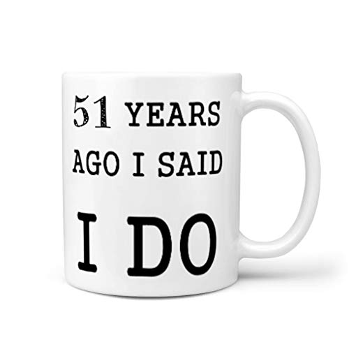 XJJ88 Years Ago I Said I DO Taza de té con asa de cerámica divertida – Divertido aniversario para hombres, 11 oz ), impresión doble, cerámica, Blanco, 311,84 g