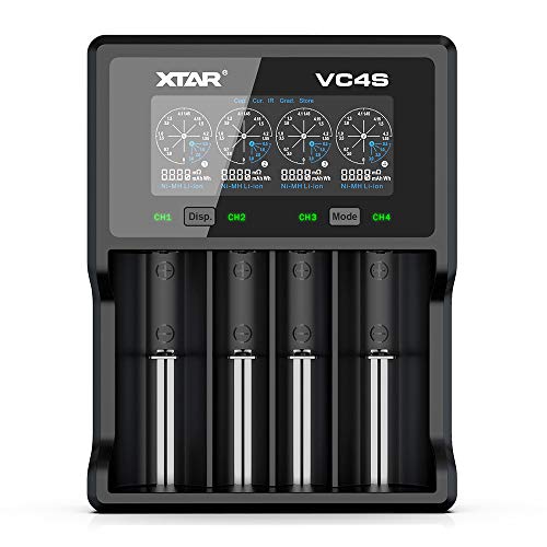 XTAR VC4S - Cargador para baterías de Ion de Litio de 3,6 V/3,7 V, 18650 18700 26650 32650 1,2 V NI-MH/NI-CD AAA