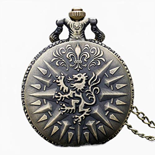 ZMKW Collar de Cuarzo con diseño de Lobo Gris/Bronce Antiguo, Reloj de Bolsillo, Colgante de Recuerdo, Relojes, Reloj Unisex, Dorado