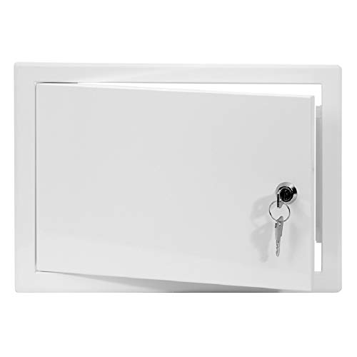 20 x 30 cm, puerta de revisión, puerta de inspección con cerradura (200 x 300 mm), color blanco