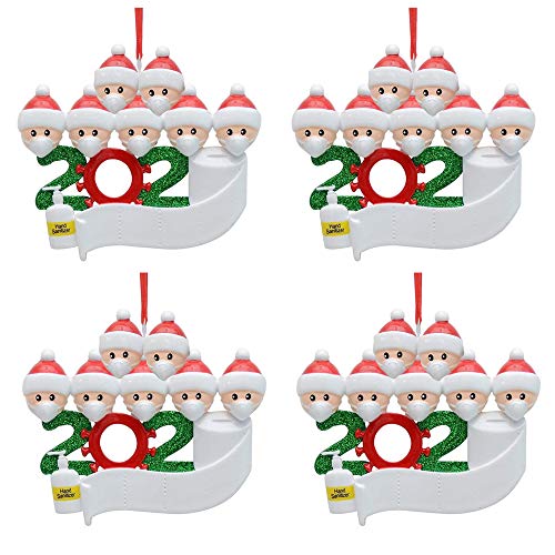 4PCS Family Christmas Tree Adornos 2020 Decoraciones navideñas personalizadas, DIY Nombre personalizado 2020 Souvenir para la víspera de Navidad Regalo familiar de Navidad - Familia de 7