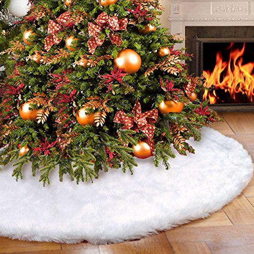 Alfombrilla para árbol de Navidad, de la marca Aytai, lujosa y suave piel sintética, 122 cm, color blanco nieve, decoración navideña