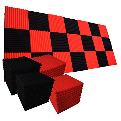 Allxinlog - Paneles de espuma acústica, absorben el eco, para insonorizar estudios, para pared, 30,48 cm x 30,48 cm x 2,54 cm, paquete de 96