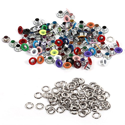 Arandelas de metal con ojales, 4 mm / 0,16 pulgadas de forma redonda Ojales de metal con ojales, 100 juegos de ojales metálicos para álbumes de recortes, arandelas, artesanías de cuero
