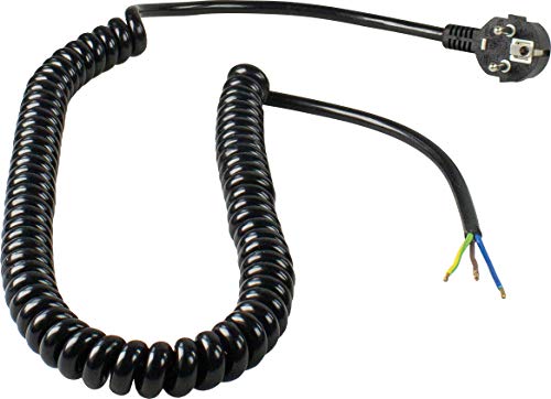 as - Schwabe 70424 AS Schwabe70424-Cable de conexión en Espiral, Color Negro, bis 2,5m ausziehbar